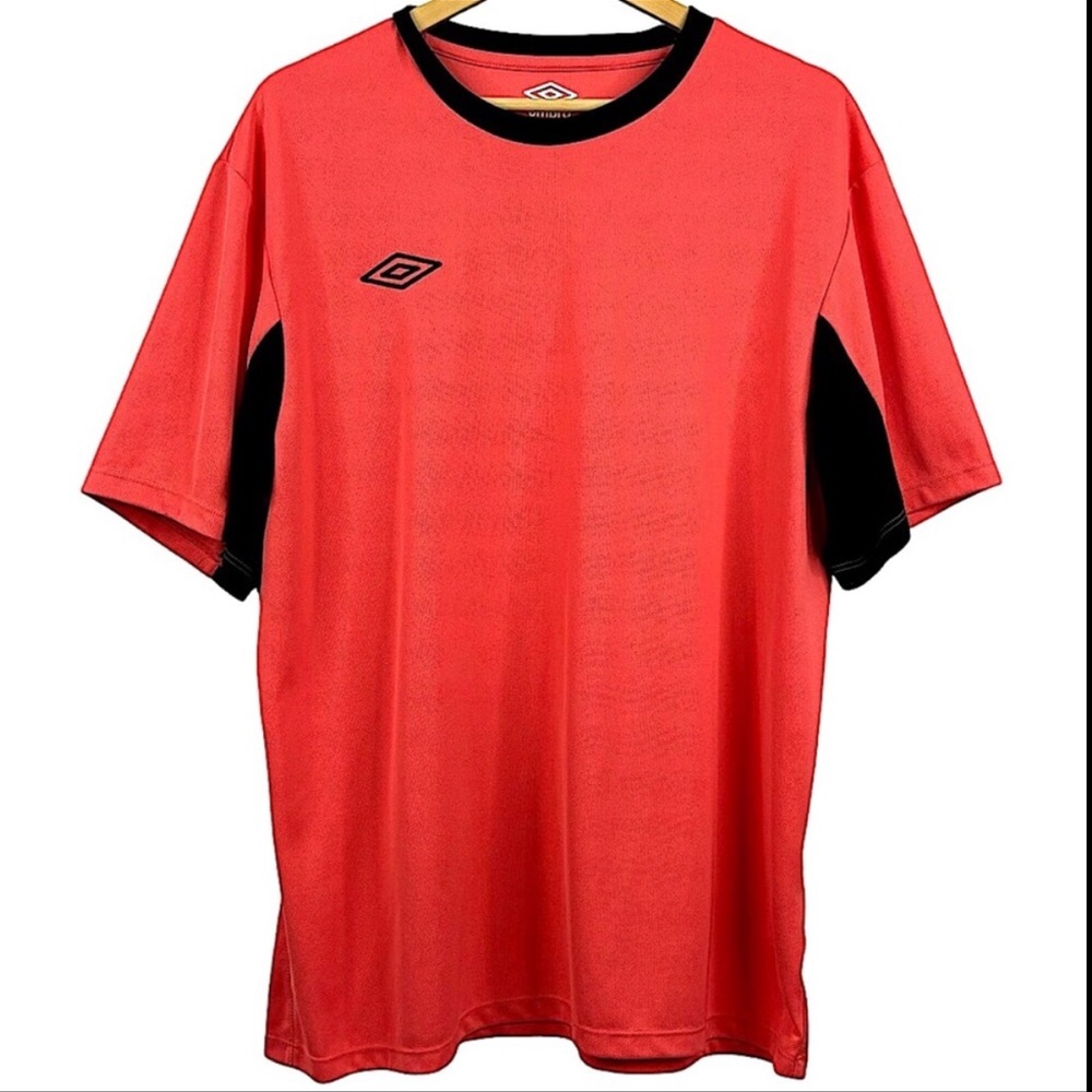 Umbro Orange Short Sleeve  Crew Neck with Black Logo Neckline & Mesh Sleeve XL